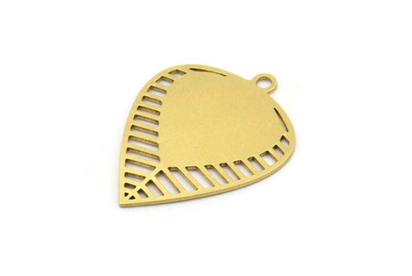 Brass Leaf Charm, 8 Raw Brass Leaf Charms With 1 Loop, Charm Pendants (27x21x0.60mm) A3529