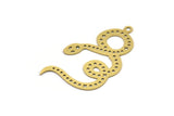 Brass Snake Charm, 4 Raw Brass Snake Pendants With 1 Loop, Charms, Findings (50x30x0.60mm) A3534