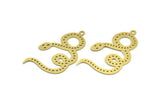 Brass Snake Charm, 4 Raw Brass Snake Pendants With 1 Loop, Charms, Findings (50x30x0.60mm) A3534
