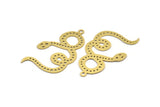 Brass Snake Charm, 4 Raw Brass Snake Pendants With 1 Loop, Charms, Findings (50x30x0.60mm) A3534