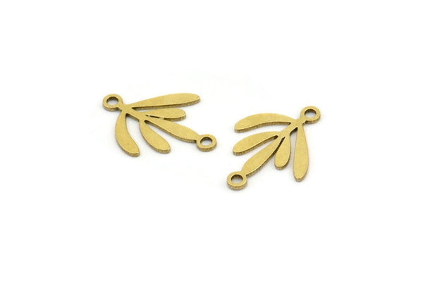 Brass Leaf Charm, 24 Raw Brass Leaf Charms With 2 Loops, Connectors (17x12x0.60mm) A3575