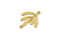 Brass Leaf Charm, 24 Raw Brass Leaf Charms With 2 Loops, Connectors (21x17x0.60mm) A3579