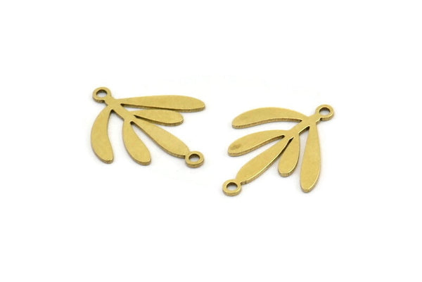 Brass Leaf Charm, 24 Raw Brass Leaf Charms With 2 Loops, Connectors (21x17x0.60mm) A3579
