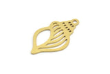 Brass Shell Charm, 12 Raw Brass Sea Shell Shaped Charms With 1 Loop, Earring Findings (26x15x0.60mm) A3511
