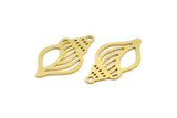Brass Shell Charm, 12 Raw Brass Sea Shell Shaped Charms With 1 Loop, Earring Findings (26x15x0.60mm) A3511