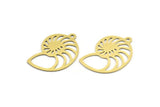 Brass Shell Charm, 10 Raw Brass Snail Shell Shaped Charms With 1 Loop, Earring Findings (30x21x0.60mm) A3533