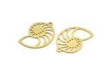 Brass Shell Charm, 10 Raw Brass Snail Shell Shaped Charms With 1 Loop, Earring Findings (30x21x0.60mm) A3533