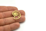Brass Shell Charm, 10 Raw Brass Snail Shell Shaped Charms With 1 Loop, Earring Findings (30x21x0.60mm) A3533