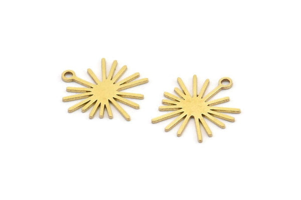 Brass Sun Charm, 24 Raw Brass Sun Charms With 1 Loop, Charm Pendants (15x14x0.60mm) A3654