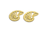 Brass Shell Charm, 24 Raw Brass Snail Shell Shaped Charms With 1 Hole, Earring Findings (18x13x0.60mm) A3562