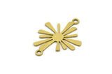 Brass Sun Charm, 12 Raw Brass Sun Charms With 2 Loops, Connectors (26x20x0.60mm) A3552