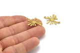 Brass Sun Charm, 12 Raw Brass Sun Charms With 2 Loops, Connectors (26x20x0.60mm) A3552