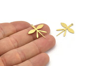 Brass Flower Charm, 24 Raw Brass Flower Charms With 1 Loop, Brass Connectors (24x21x0.60mm) A3650