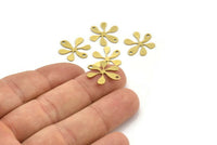 Brass Flower Charm, 24 Raw Brass Round Shaped Flower Charms With 2 Holes, Charm Pendants (16x15x0.60mm) A3593