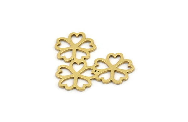 Brass Flower Charm, 24 Raw Brass Flower Shape Charms, Charm Pendants (22x17x0.60mm) A3517
