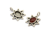 Gümüş Yıldız Charm, 1 Döngülü 4 Antik Gümüş Kaplamalı Pirinç Yıldız Charm - Ped Boyutu 6x8mm (21x17mm) N2070 H1469