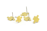 Earring Studs, 10 Raw Brass -  T Shape Earrings - Brass Earrings - Earrings (12x8x1mm) A3696