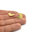 Brass Heart Earring, 8 Raw Brass Heart Shaped Stud Earrings (16x13x1mm) A3686