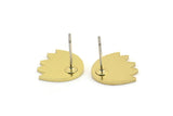 Earring Studs, 8 Raw Brass - Irregular Shaped Stud Earrings - Brass Earrings - Earrings (12x12x1mm) A3681