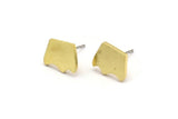 Earring Studs, 10 Raw Brass - Irregular Shaped Stud Earrings - Brass Earrings - Earrings (8x11x1mm) A3693