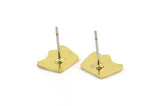 Earring Studs, 10 Raw Brass - Irregular Shaped Stud Earrings - Brass Earrings - Earrings (8x11x1mm) A3693