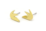 Earring Studs, 10 Raw Brass - Irregular Tulip Shaped Stud Earrings - Brass Earrings - Earrings (10x11x1mm) A3682