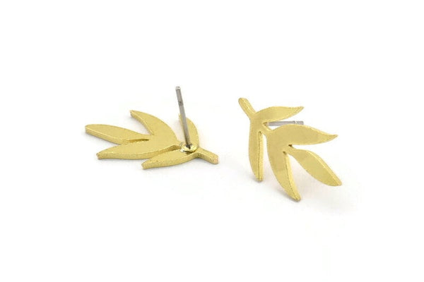 Pirinç Yaprak Küpe, 8 Ham Pirinç Yaprak Küpe, Bulgular (20x12x1mm) A3691