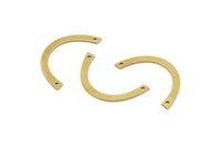 Brass Geometric Charm, 24 Raw Brass Semi Circle Charms With 2 Holes, Connectors (27x2.5x0.60mm) A3710