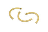 Brass Geometric Charm, 24 Raw Brass Semi Circle Charms With 2 Holes, Connectors (27x2.5x0.60mm) A3710