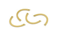 Brass Geometric Charm, 24 Raw Brass Semi Circle Charms With 2 Holes, Connectors (27x2.5x0.60mm) A3710
