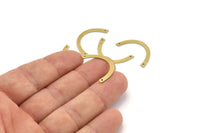 Brass Geometric Charm, 24 Raw Brass Semi Circle Charms With 2 Holes, Connectors (27x2.5x0.60mm) A3710