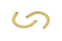 Brass Geometric Charm, 24 Raw Brass Semi Circle Charms With 2 Holes, Connectors (25x5x0.60mm) A3712