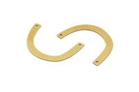 Brass Geometric Charm, 12 Raw Brass Semi Circle Charms With 2 Holes, Connectors (29x3x0.60mm) A3711