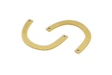 Brass Geometric Charm, 12 Raw Brass Semi Circle Charms With 2 Holes, Connectors (29x3x0.60mm) A3711