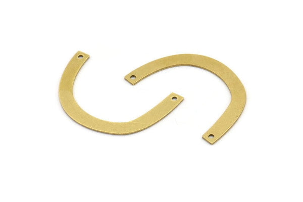 Brass Geometric Charm, 12 Raw Brass Semi Circle Charms With 2 Holes, Connectors (29x3x0.60mm) A3711