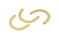 Brass Geometric Charm, 12 Raw Brass Semi Circle Charms With 2 Holes, Connectors (29x3x0.60mm) A3711