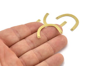 Brass Geometric Charm, 12 Raw Brass Semi Circle Charms With 2 Holes, Connectors (29x3x0.60mm) A3711