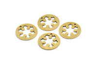 Brass Snowflake Charm, 10 Raw Brass Snowflake Charms With 1 Hole (18x1mm) A3708