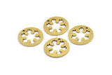 Brass Snowflake Charm, 10 Raw Brass Snowflake Charms With 1 Hole (18x1mm) A3708