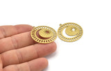 Brass Moon Charm, 4 Raw Brass Crescent Moon Charms With 1 Loop, Moon And Star Charms (33x30x0.60mm) A3524