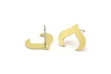 Brass Fire Earring, 10 Raw Brass Fire Shaped Stud Earrings (11x14x1mm) A3742