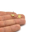 Brass Star Earring, 10 Raw Brass Star Shaped Stud Earrings (14x13x1mm) A3734