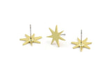 Brass Star Earring, 10 Raw Brass Star Shaped Stud Earrings (14x13x1mm) A3734