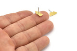 Earring Studs, 10 Raw Brass - Tree Shaped Stud Earrings - Brass Earrings - Earrings (12x6x1mm) A3690