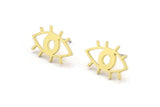 Brass Eye Earring, 10 Raw Brass Eye Shaped Stud Earrings (12x19x1mm) A3726