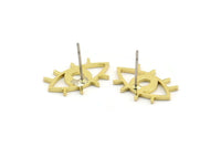 Brass Eye Earring, 10 Raw Brass Eye Shaped Stud Earrings (12x19x1mm) A3726