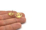 Brass Eye Earring, 10 Raw Brass Eye Shaped Stud Earrings (17x18x0.60mm) A3741