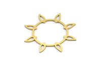 Brass Flower Charm, 12 Raw Brass Flower Charms, Charm Pendants (33x31x0.60mm) A3957