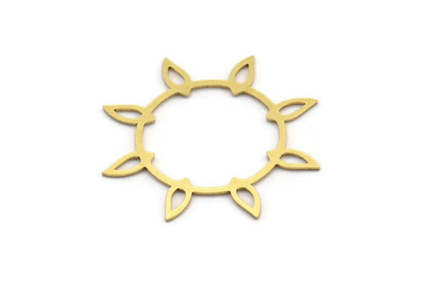Brass Flower Charm, 12 Raw Brass Flower Charms, Charm Pendants (33x31x0.60mm) A3957