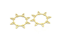 Brass Flower Charm, 12 Raw Brass Flower Charms, Charm Pendants (33x31x0.60mm) A3957